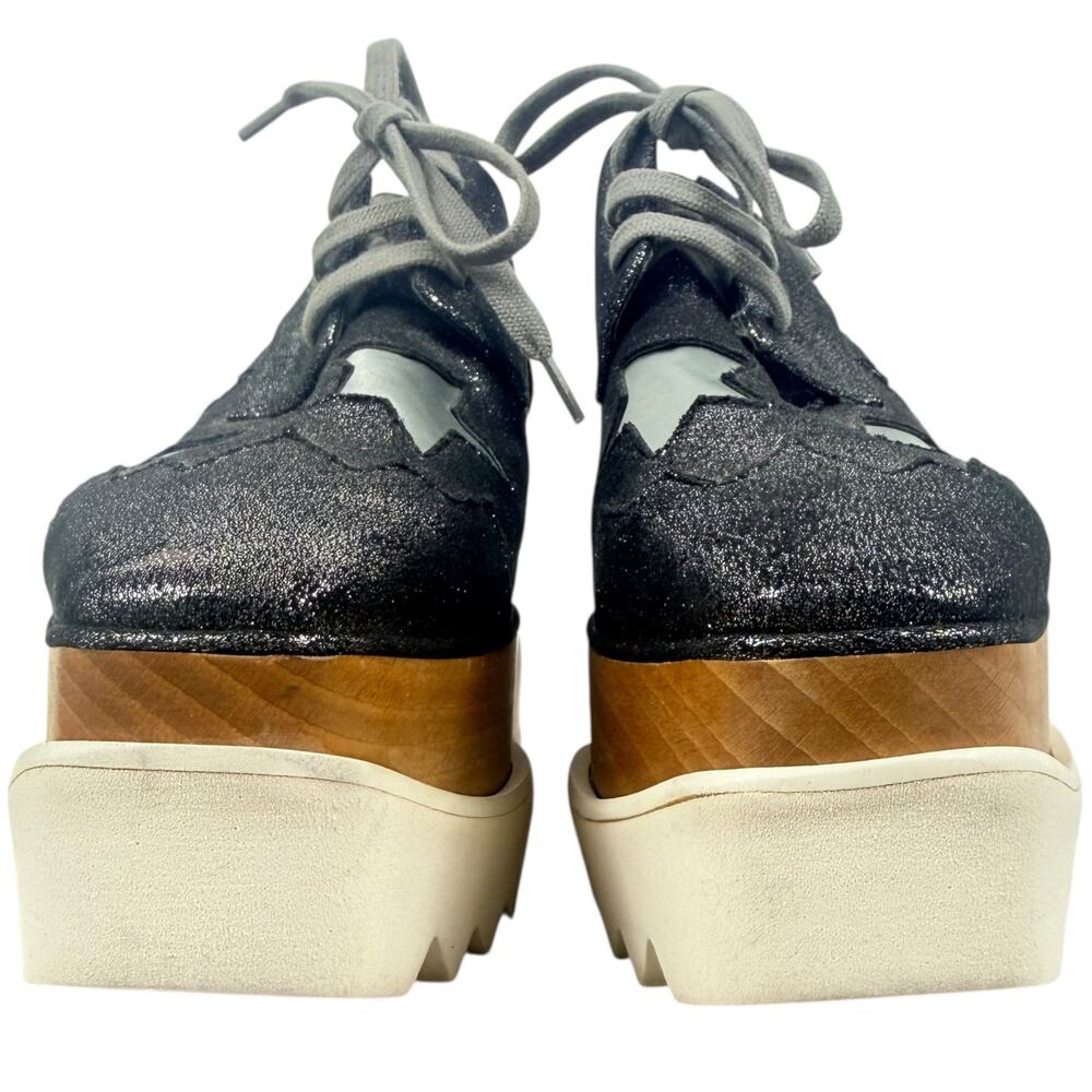 Stella McCartney Elyse Stars Glittered Platform Sneakers Gray Size 36 - Picture 4 of 9